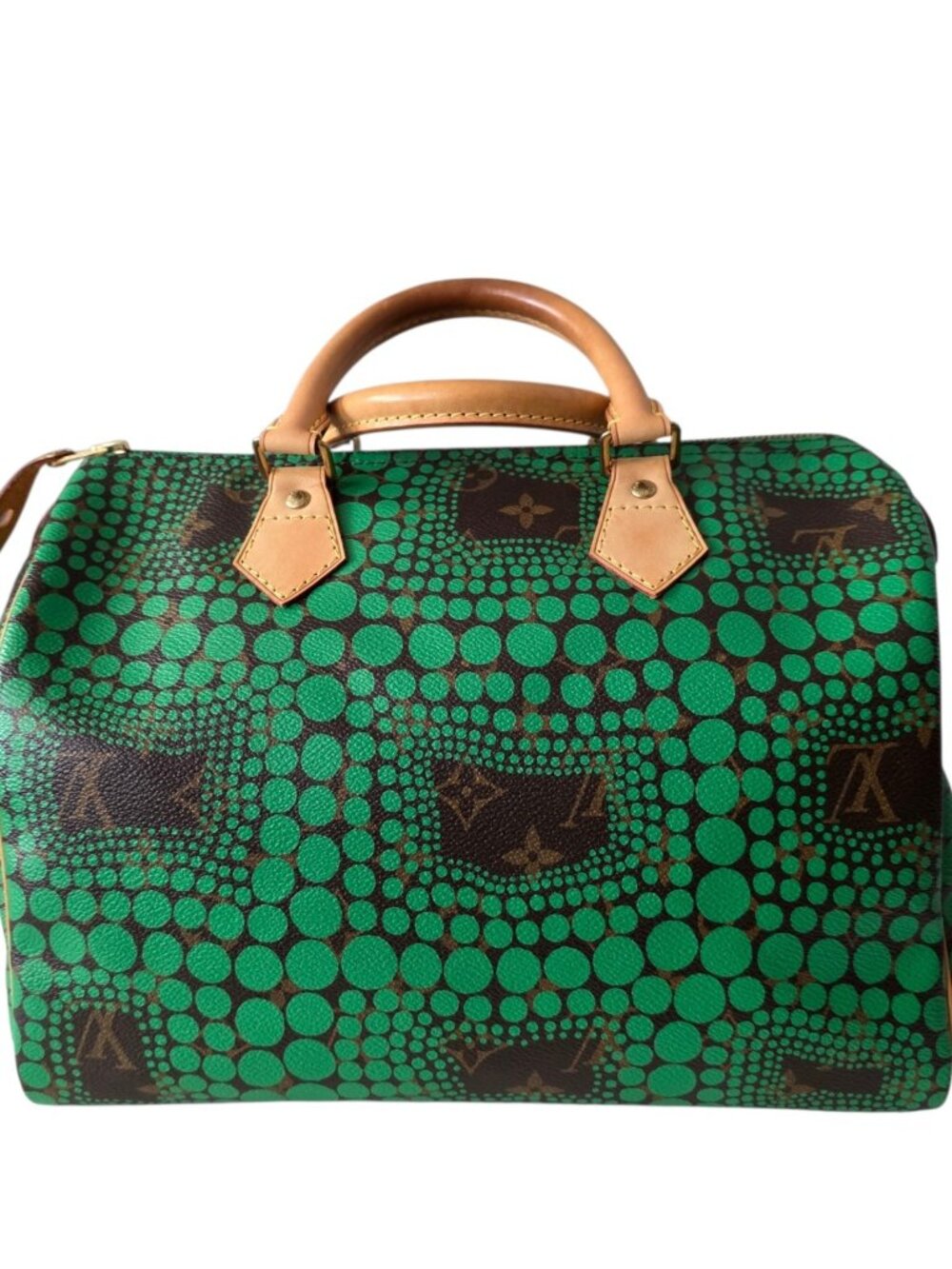 Louis Vuitton Green and Tan Monogram Dot Satchel - Designer Top Handle